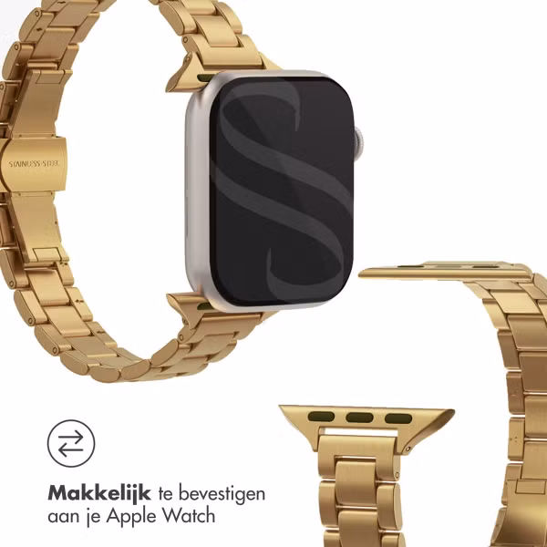 Selencia Slim Steel schakelbandje Apple Watch Series 1 t/m 9 / SE (38/40/41 mm) | Series 10 / 11 (42 mm) - Goud