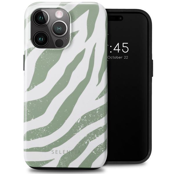 Selencia Vivid Tough Backcover iPhone 15 Pro Max - Colorful Zebra Sage Green