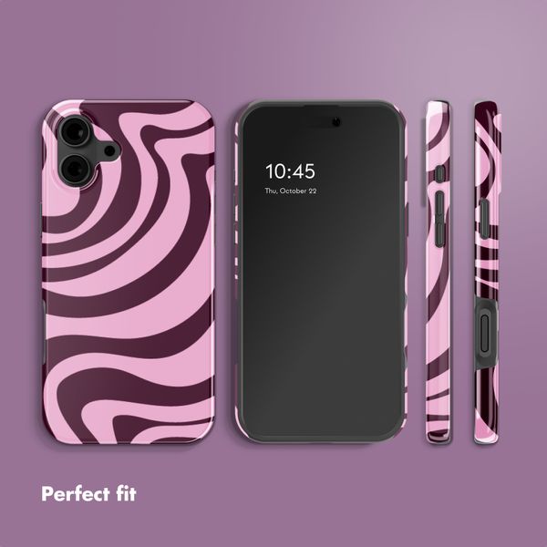 Selencia Vivid Back Cover Apple iPhone 16 - Wavy Swirl Pink Plum