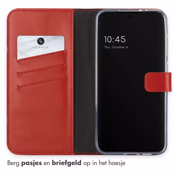 Selencia Echt Leren Bookcase Samsung Galaxy S24 FE - Rood