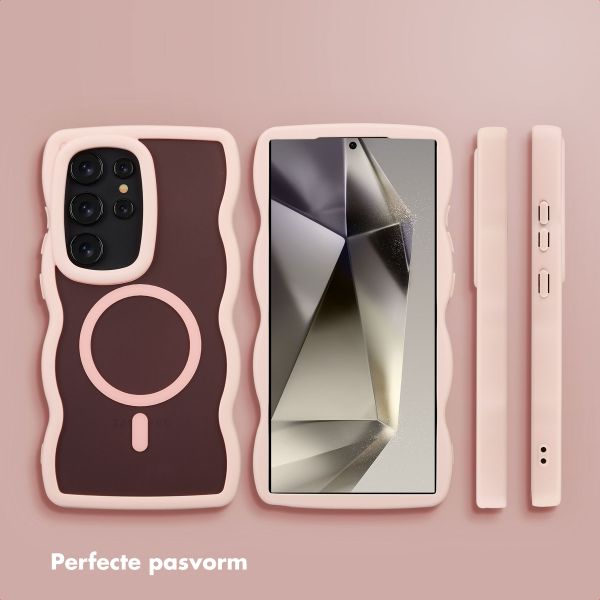 Selencia Wavy Backcover met MagSafe Samsung Galaxy S24 Ultra - Soft Pink