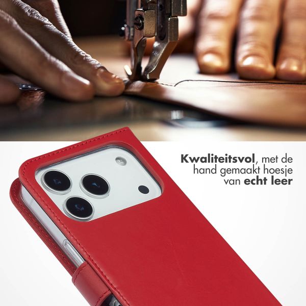 Selencia Echt Leren Bookcase Apple iPhone 17 Pro - Rood