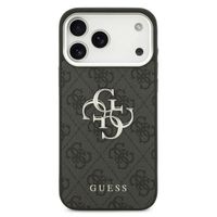 Guess 4G Metal Logo Backcover Apple iPhone 17 Pro - Silver Edge - Black