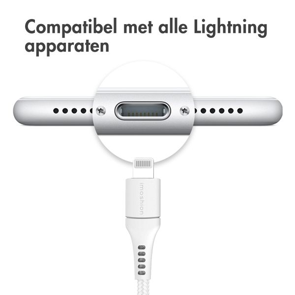 imoshion Lightning naar USB kabel - Non-MFi - Gevlochten textiel - 2 meter - Wit