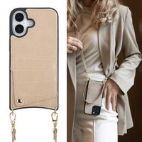 Selencia Nova Croco Phone Case with Cord and Card Holder Apple iPhone 17 - Beige