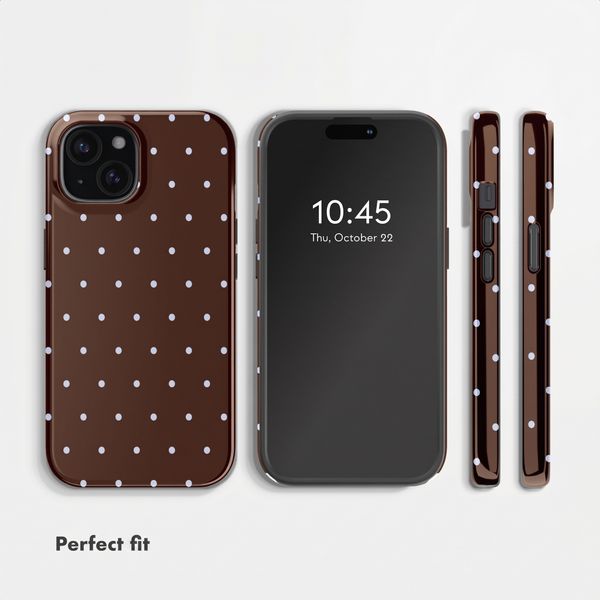 Selencia Vivid Back Cover Apple iPhone 15 - Happy Dots Chocolate