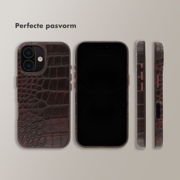 Selencia Croco Backcover met MagSafe Apple iPhone 16 - Choco Brown