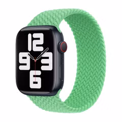 Apple Gevlochten solobandje Apple Watch | 44/45/46/49 mm - Maat 7 - Bright Green