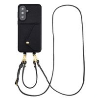 Selencia Sera Phone Case with Cord and Envelope Card Holder Samsung Galaxy A37 (5G) - Black