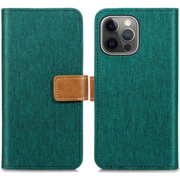 imoshion Luxe Canvas Bookcase iPhone 13 Pro - Groen