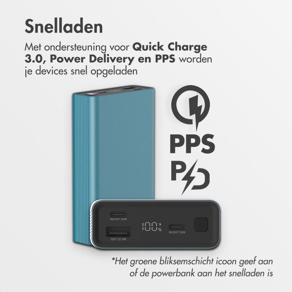 imoshion Ultra Series Aluminium | Powerbank 20.000 mAh - Snelladen tot 33 watt - Petrol Green