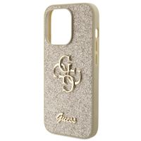 Guess 4G Metal Logo Glitter Backcover Apple iPhone 15 Pro - Goud