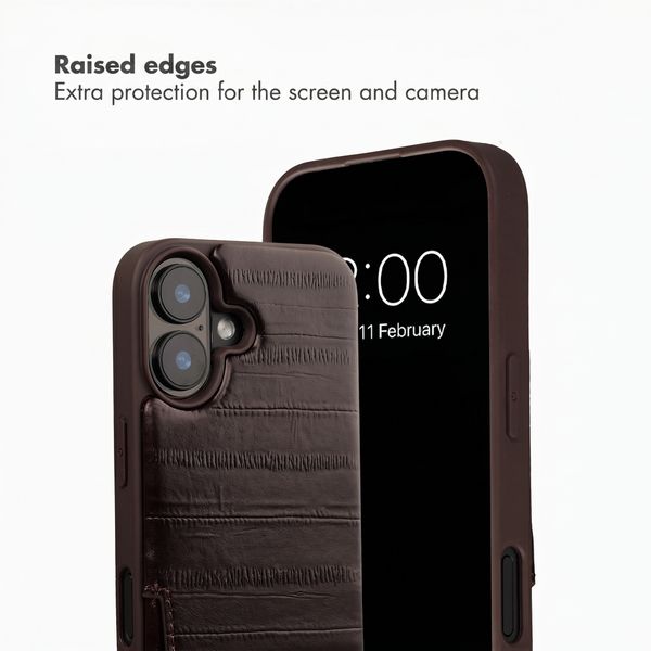 Selencia Nova Real Leather Back Cover with Card Holder Apple iPhone 16 - Dark Chocolate