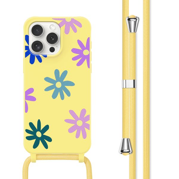 imoshion Siliconen design hoesje met koord iPhone 15 Pro - Yellow Flower Distance