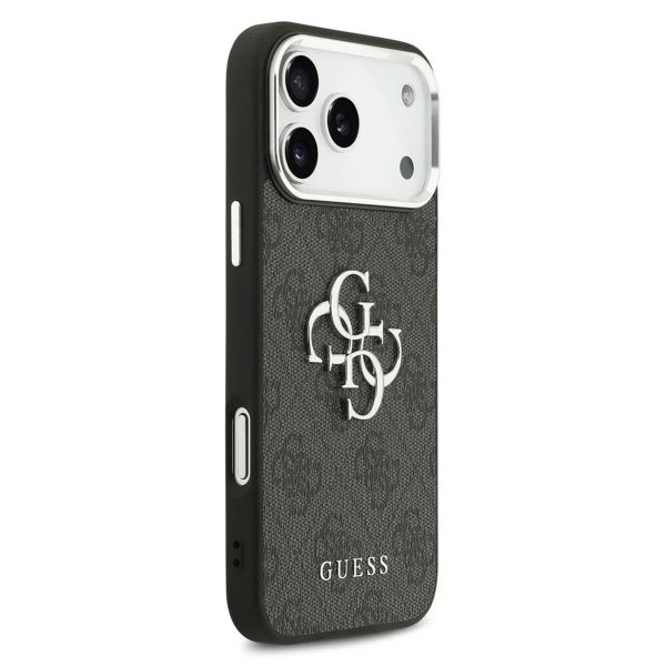 Guess 4G Metal Logo Backcover Apple iPhone 17 Pro Max - Silver Edge - Black