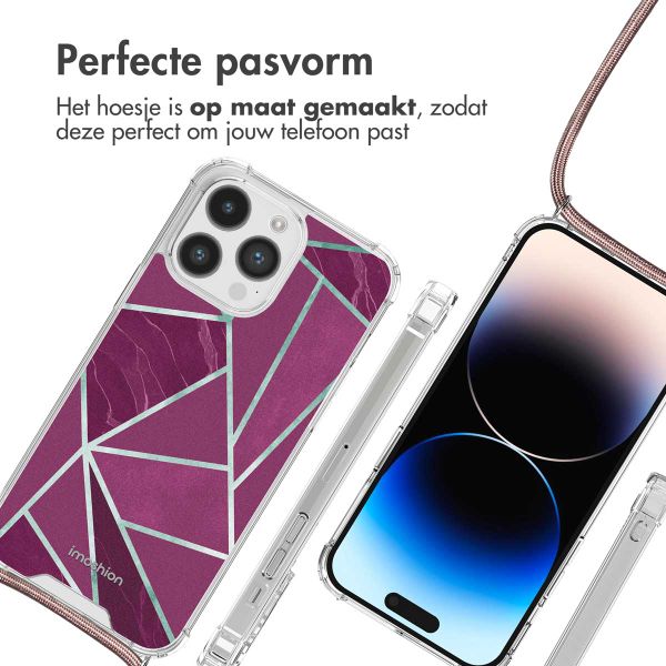 imoshion Design hoesje met koord Apple iPhone 14 Pro Max - Bordeaux Graphic