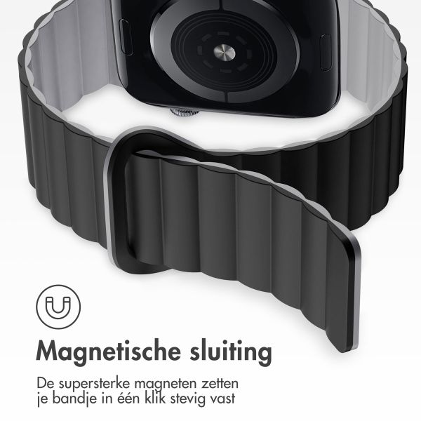 imoshion Siliconen magnetisch bandje Apple Watch Series 1 t/m 9 / SE (38/40/41 mm) | Series 10 (42 mm) - Zwart / Grijs