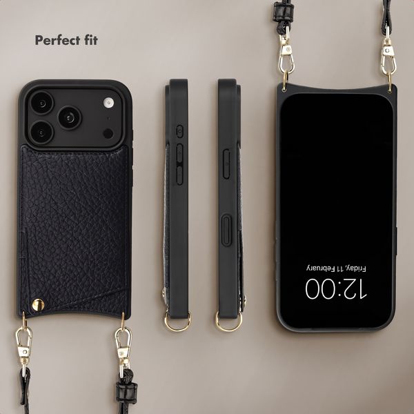 Selencia Nova Phone Case with Cord and Card Holder Apple iPhone 18 Pro Max / 17 Pro Max - Black