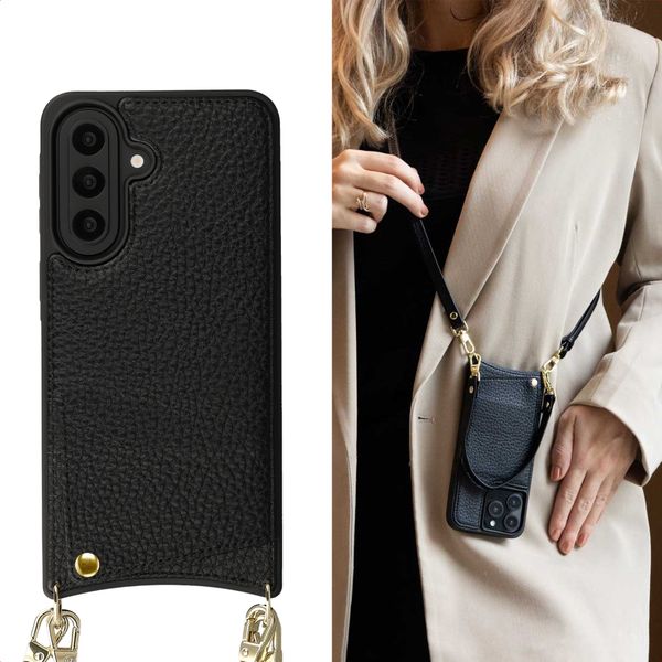 Selencia Nova Telefoonhoes met Koord en Pashouder Samsung Galaxy A57 (5G) - Zwart