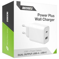 Accezz Power Plus Wall Charger - Oplader USB-C & USB aansluiting - Power Delivery - 33W - Wit