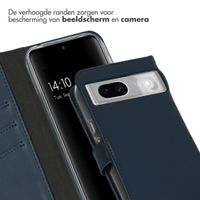 Selencia Echt Leren Bookcase Google Pixel 8a - Blauw