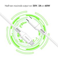 imoshion Lightning naar USB-C kabel - Non-MFi - Gevlochten textiel - 1 meter - Wit