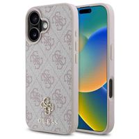 Guess 4G Metal Logo Backcover MagSafe Apple iPhone 16 - Roze