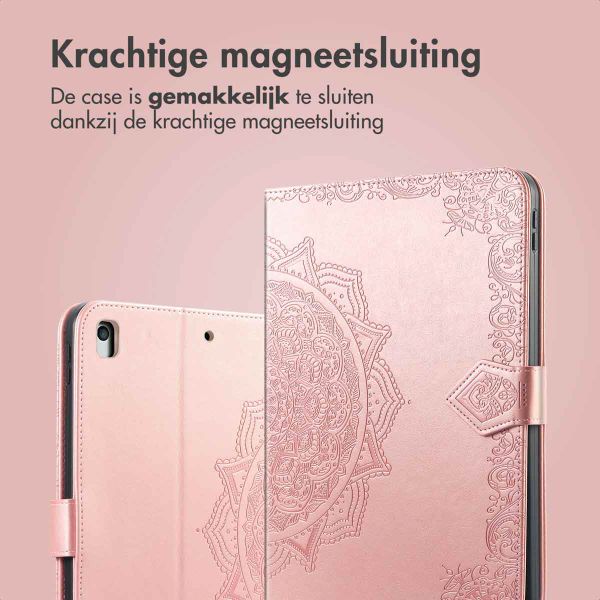 imoshion Mandala Bookcase Apple iPad 9 (2021) 10.2 inch / iPad 8 (2020) 10.2 inch / iPad 7 (2019) 10.2 inch - Rose Gold