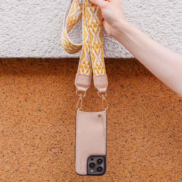 Dutchies Backcover met pashouder Apple iPhone 14 Pro - Telefoonkoord niet inbegrepen - Beige