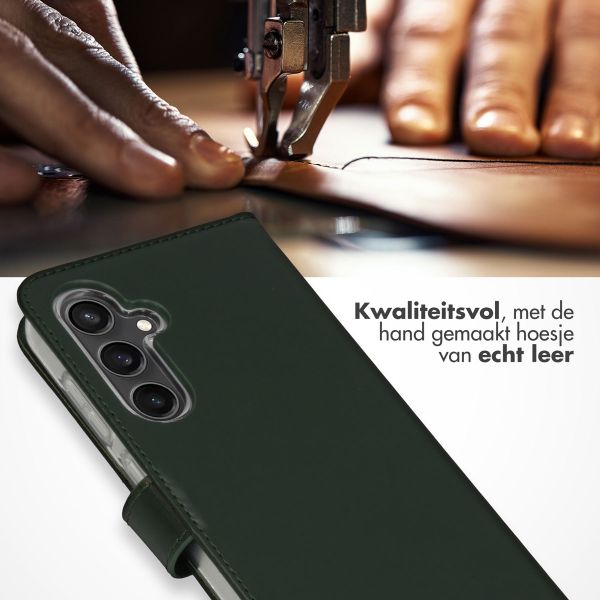 Selencia Echt Leren Bookcase Samsung Galaxy S23 FE - Groen