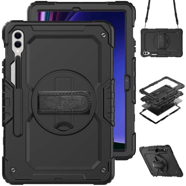 Accezz Rugged Backcover Shoulder Strap voor de Samsung Galaxy Tab S10 Plus / S9 FE Plus / Tab S9 Plus 12.4 inch - Zwart