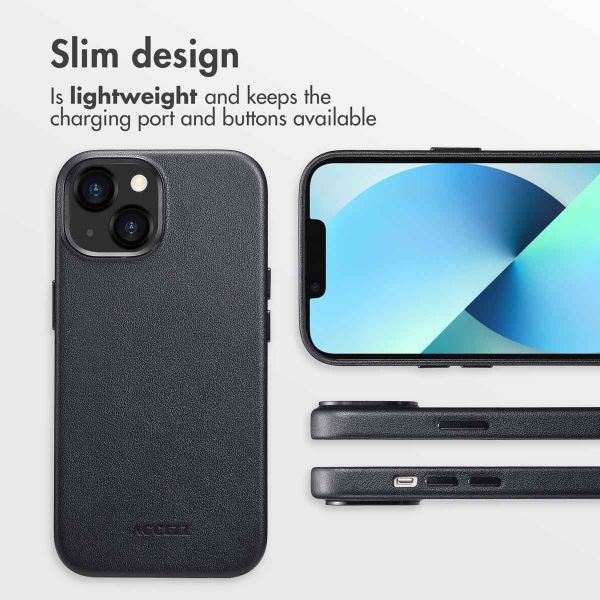 Accezz Leather Back Cover with MagSafe Apple iPhone 13 - Onyx Black