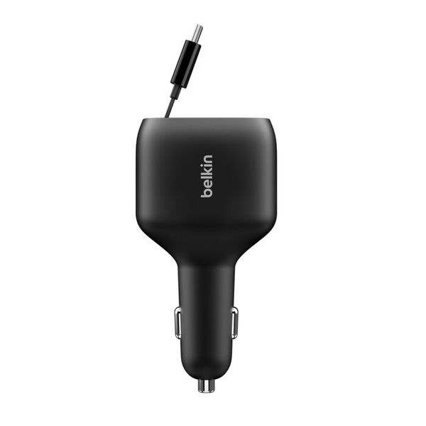 Belkin BoostCharge Autolader met uittrekbare kabel USB-C/USB-A 75W - Zwart