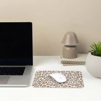 Selencia Sabi Kunstleren Muismat met Panterprint - 20 x 24 cm - Soft Ivory