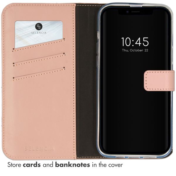 Selencia Genuine Leather Book Case Apple iPhone 14 - Dusty Pink