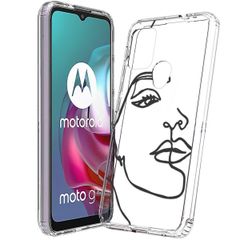 imoshion Design hoesje Motorola Moto G30 / G20 / G10 (Power) - Abstract Gezicht - Zwart