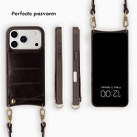 Selencia Nova Real Leather Backcover met Koord en Pashouder Apple iPhone 17 Pro - Dark Chocolate