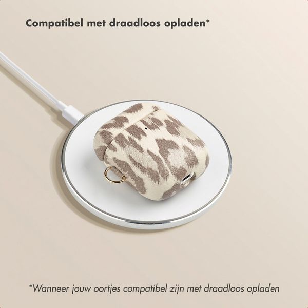 Selencia Sabi Case met panterprint  Apple Airpods 1 / 2 - Soft Ivory