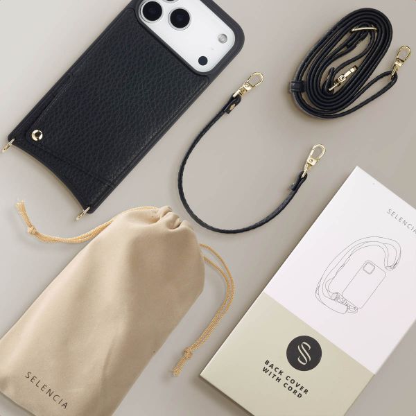 Selencia Nova Telefoonhoes met Koord en Pashouder Apple iPhone 17 Pro Max - Zwart