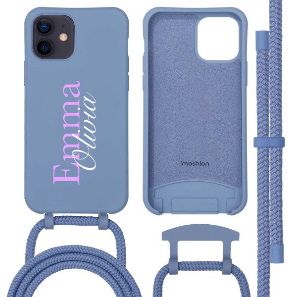 Gepersonaliseerd Color Backcover MagSafe met afneembaar koord en naam  iPhone 12 Pro - Ash Blue