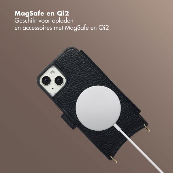 Selencia Riva Bookcase met MagSafe en Koord Apple iPhone 14 / 13 - Zwart