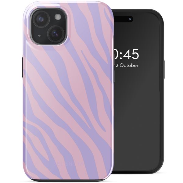 Selencia Vivid Tough Backcover met MagSafe iPhone 15 - Zebra Light Pink Lilac