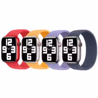 Apple 4 Pack Gevlochten solobandje Apple Watch | 38/40/41/42 mm - Maat 6 - (PRODUCT)RED / Maize / Lavender / Storm Blue