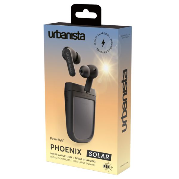 Urbanista Phoenix Solar - Draadloze oordopjes - Bluetooth draadloze oortjes - Met ANC noise cancelling functie - Midnight Black