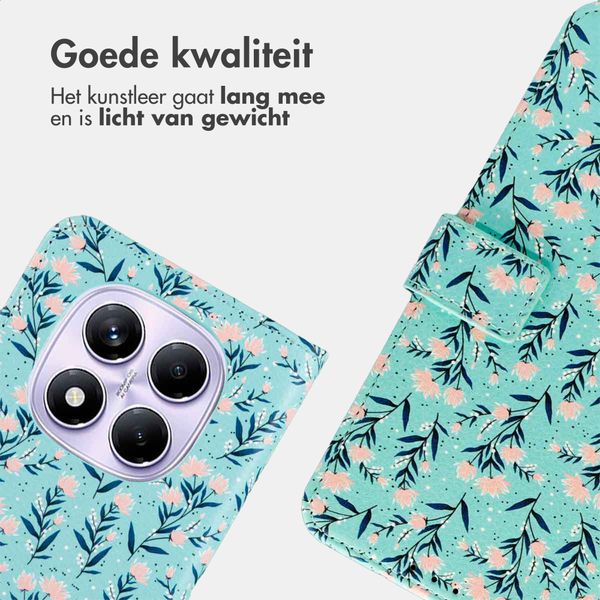 imoshion Design Bookcase Xiaomi Redmi Note 14 Pro (4G) - Blue Flowers