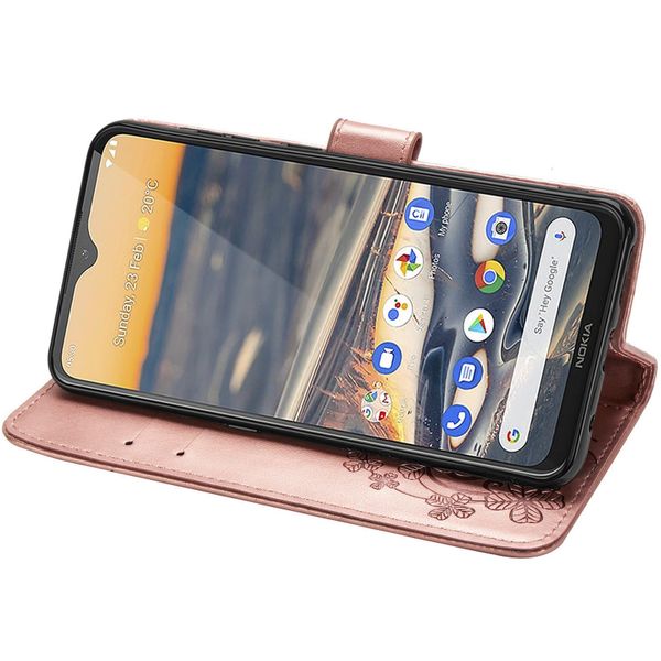 Klavertje Bloemen Bookcase Nokia 5.3 - Rosé Goud