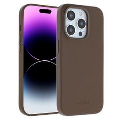 Accezz Leather Back Cover with MagSafe Apple iPhone 14 Pro - Coffee Brown