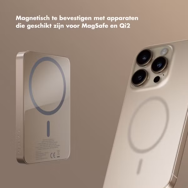 Selencia Vivid MagSafe Powerbank 5.000 mAh - Draadloze Powerbank - MagSafe en Qi2 - Desert Gold / Country Moo'd