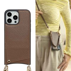 Selencia Nova Telefoonhoes met Koord en Pashouder Apple iPhone 16 Pro Max - Mocha Brown