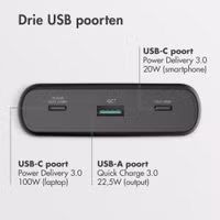 imoshion Powerbank 20.000 mAh - Quick Charge en Power Delivery - 100W - Zwart